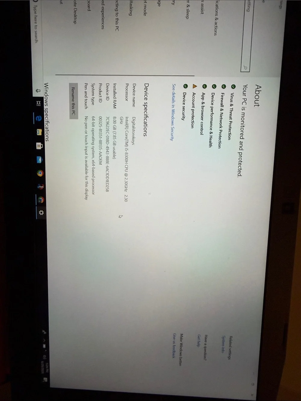 Acer Nitro Laptop Gaming I5 8300 2 Gb ram 256GB SSD